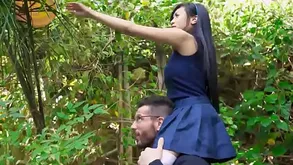 Teensy-weensy asian teen throated together with screwed