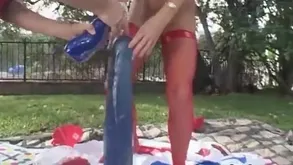 Festival old bag gets analized outdoors